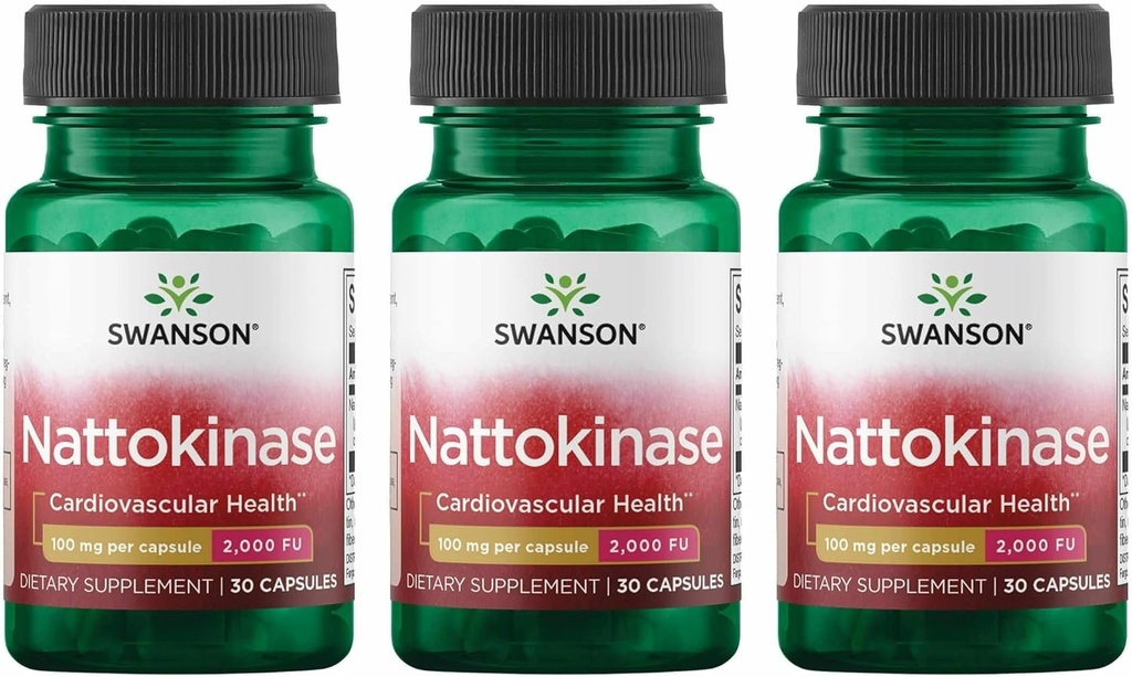 Swanson Nattokinase 2000 Fibrinolytic Units 100 Milligram 30 Capsules Enzyme (3 Pack)