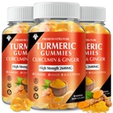 Gummies (3 Pack) - Gurkmeja Curcumin Supplements med Ginger & Black Pepper Gummies för Immune Muscle Support Healthy Skin - Vegan, Gluten Free, Low Sugar - för vuxna