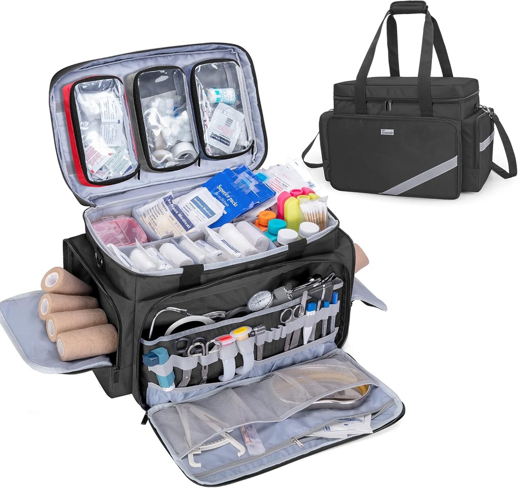 Trunab First Aid Bag Empty, Professional Medical Bag Emergency Responder Trauma Bag med inre Dividers och Anti-Slip Bottom, idealisk för EMT, EMS, Paramedics