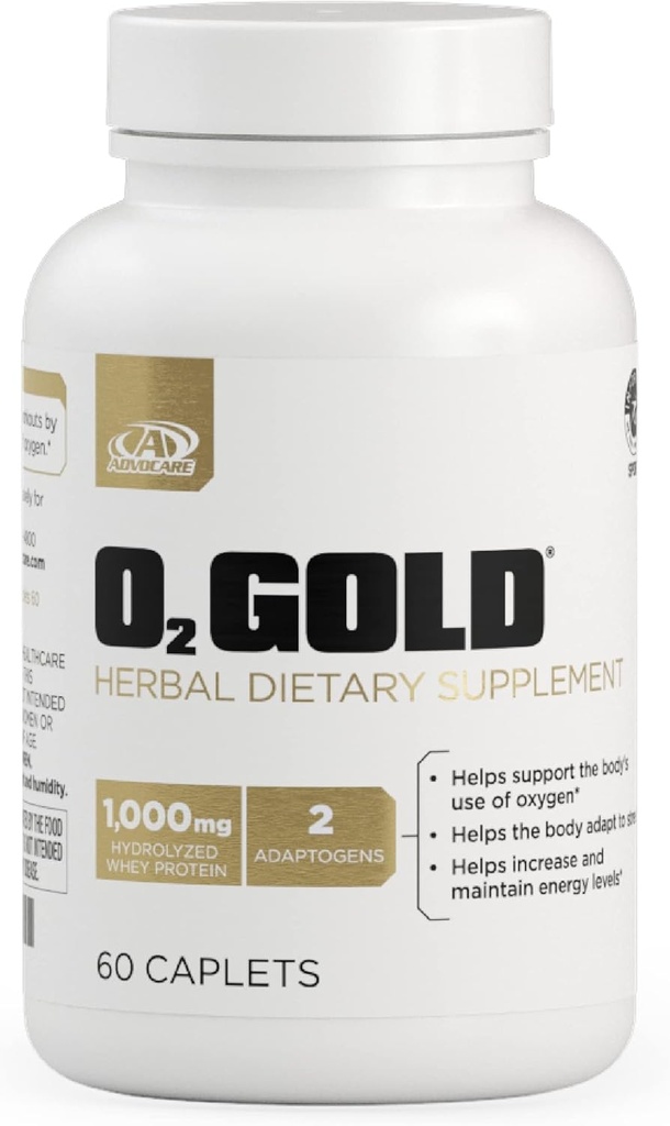 AdvoCare O2 Gold - Blood Oxygen Supplement med Rhodiola Rosea Root & Hydrolyzed Whey Protein - Stöder Energi * - 60 Caplets