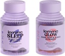 Lemme Sleep & Glow Bundle - Sleep Gummies, en Drug-Free Nighttime Aid & Glow Biotin & Collagen Hair Gummies för stark, tjockt hår & Reduced Shedding - Gluten / Gelatin Free, Non-GMO - 60 Ct. Varje