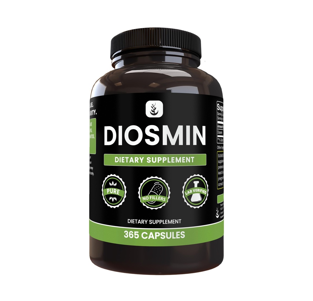 PURE ORIGINAL INGREDIENTS Diosmin (365 kapslar) No Magnesium eller Rice Fillers, Always Pure, Lab Verified