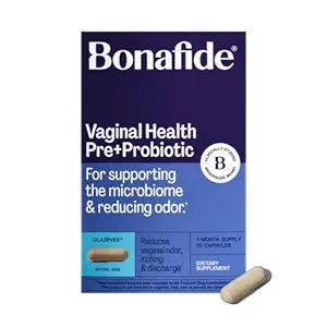Bonafide Clairvee Vaginal Probiotic för lättnad från Odor, Itching & Discharge, 1-månaders leverans (15 kapslar)