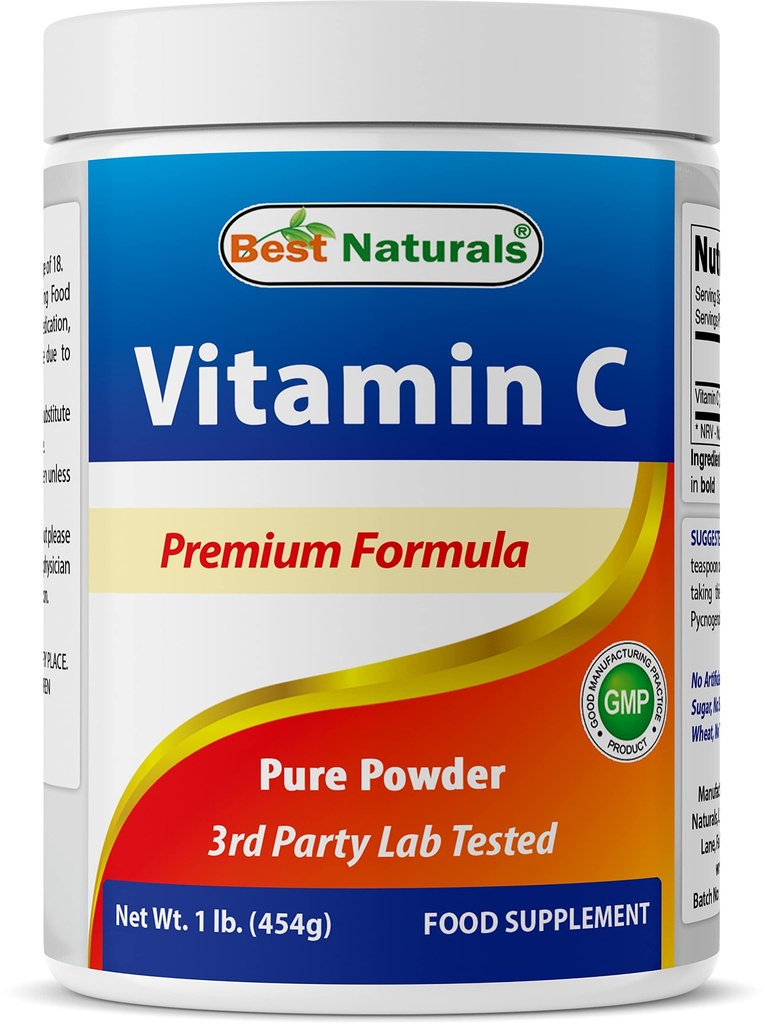 Best Naturals 100% Pure Vitamin C Powder 1 lb (454 Grams) Powder (Also Called Ascorbic Acid)