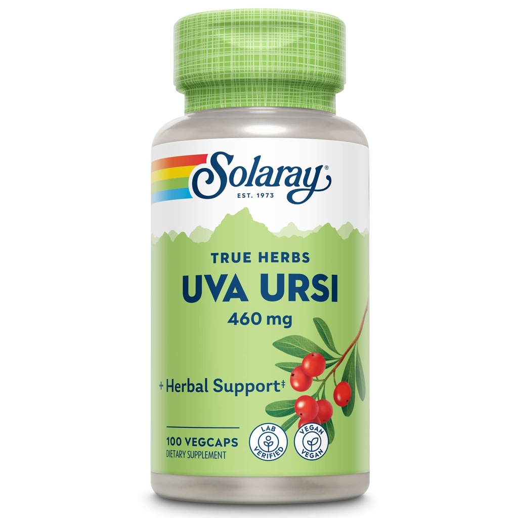 SOLARAY Uva Ursi Leaf 460 mg | Hälsosam blåsa, njure och urinvägsfunktionsstöd | Icke-GMO | 100ct (Ta 3 Daily)