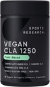 Sportforskning Vegan CLA - 1250mg med aktiv konjugerad linolsyra för män och kvinnor | Icke-GMO, Soy & Gluten Fri - 80% (90 Softgels)