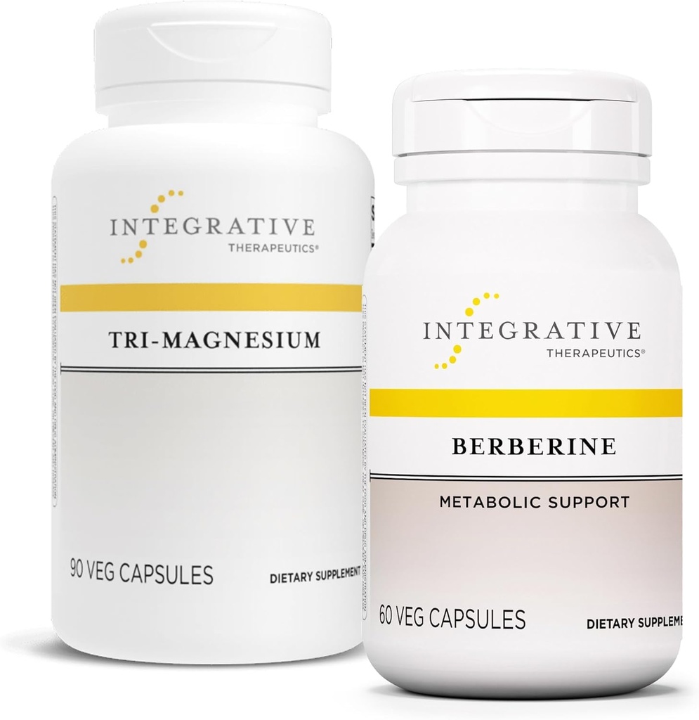 Integrativ terapeutik Bundle med Berberine, 60 kapslar & Tri-Magnesium, 90 kapslar - Berberin för metaboliskt stöd * - Tri-Magnesium för hjärta och benhälsa *