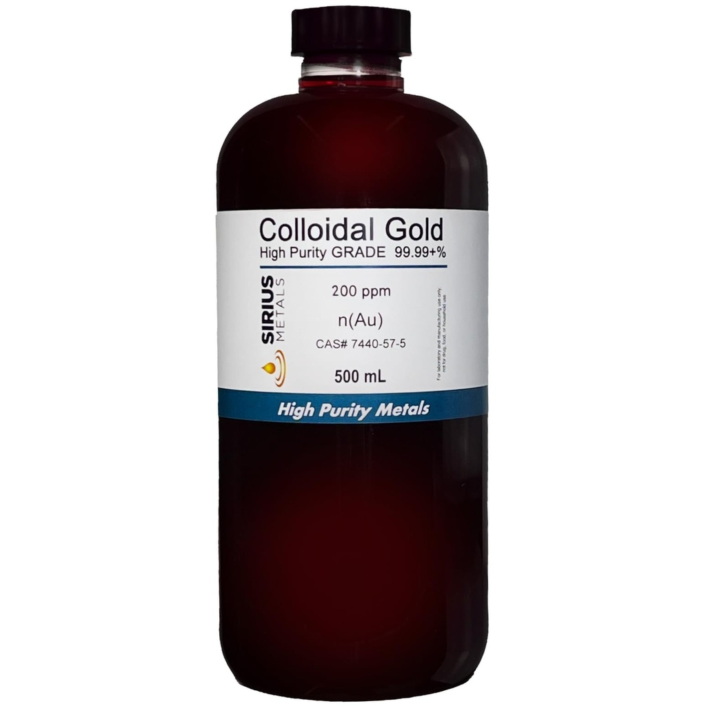 True Colloidal Gold - 200 ppm - 99,99 +% Purity - 500 ml (16,9 Fl Oz) i Clear BPA-Free Plastic Bottle - Tillverkad i USA