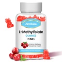 L-Methylfolate 15mg & Methyl B12 Gummies, folattillskott för hjärnhälsa, humör och immunitet, DNA-syntes och reparation, sockerfri, Vegan, Cranberry Flavor, 60 Count