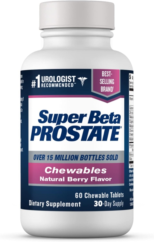 Ny Vitality Super Beta Prostate Chewables - Prostate Support Supplement för Mäns hälsa (60 Chews, 1 flaska)