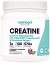 Nutricost Creatine Monohydratpulver för kvinnor, Micronized, Strawberry Lemonade, 100 portioner - Vegetarian, icke-GMO, Gluten Free