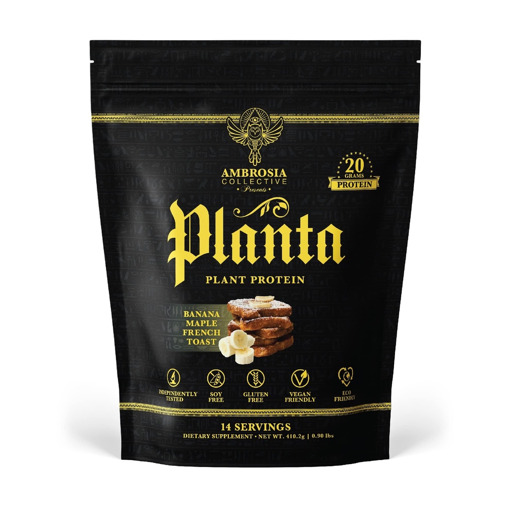 Ambrosia Planta - Premium Plant-Based Protein | Vegan & Keto Friendly | Gourmet smaker utan uppblåsthet eller mage upprörd | No Added Sugar | 14 portioner | (Banana Maple)