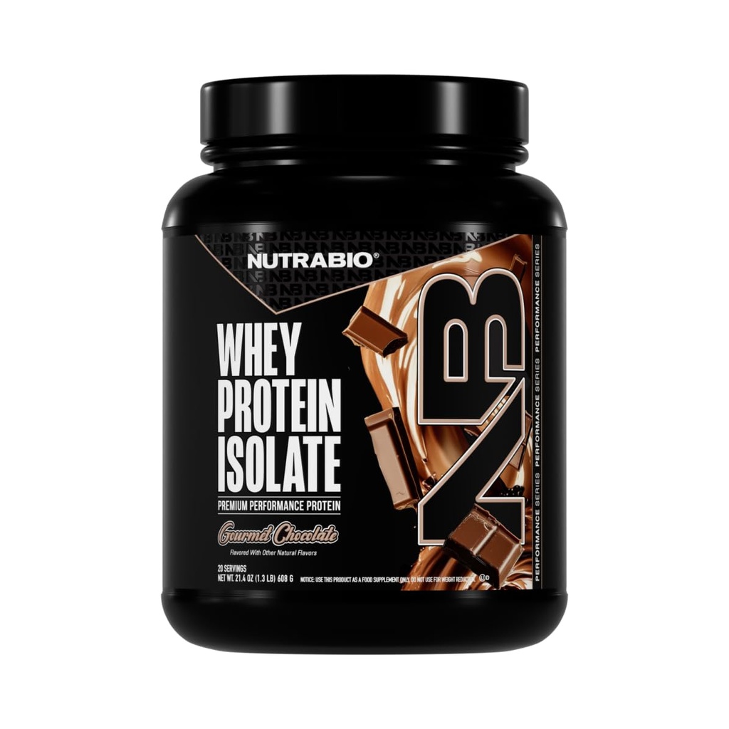 NutraBio 100% Whey Protein Isolate Protein Powder, 25g Protein med komplett Amino Acid Profile, Non-GMO, Soy & Gluten Free, Low Carb, Low Calorie Whey Protein Powder, Gourmet Chocolate, 2 Lbs