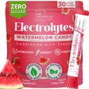 Zero Sugar Watermelon Candy Electrolytes Powder Packets (30 Pack) - Alla naturliga ingredienser, koffeinfri energi för uppfriskande hydrering - Vegan, Keto, Paleo Sugar Free Electrolytes Powder No Sugar