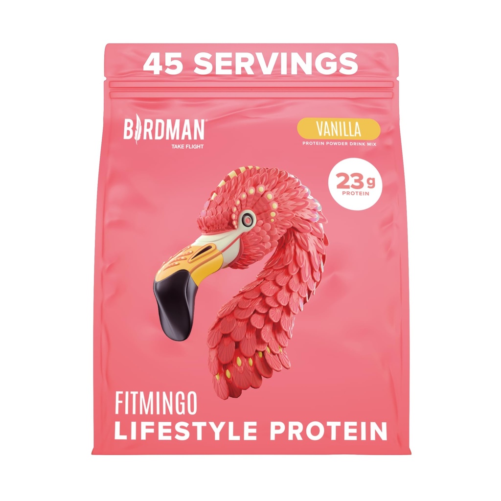 BIRDMAN Fitmingo Vegan Protein Powder med Inositol, Collagen Boosters, Hyaluronsyra och vitaminer | Low Carb, Dairy Free, Low Calorie | 23g Plant Based Blueberry Protein Powder med Myo-Inositol