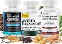 Sea Moss, Black Seed Oil,Mushroom & Herb Supplement med Lions Mane, Turkey Tail, Reishi, Cordyceps, Chaga och Liver Cleanse och Detox & Repair - med Milk Thistle, All In One Supplment (3 paket).