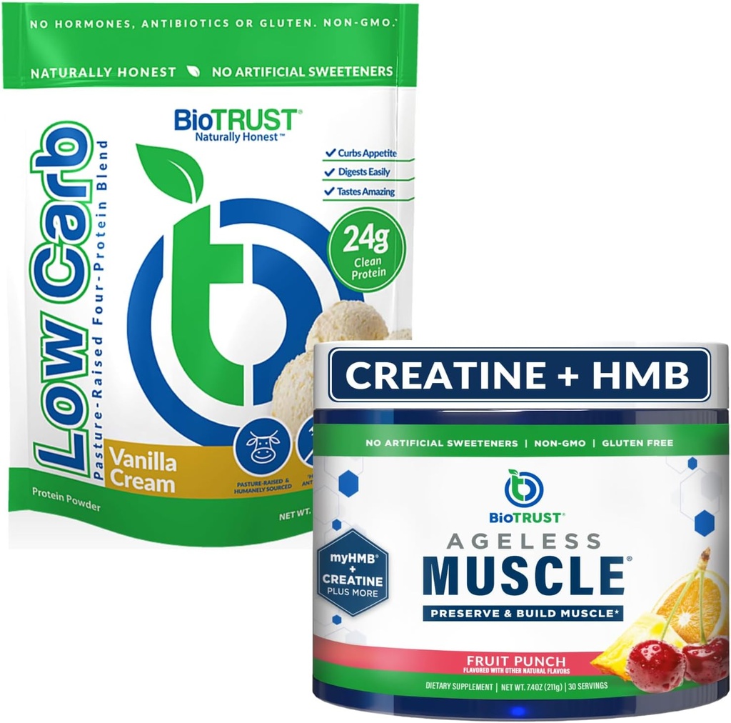 BioTrust Ageless Muscle (Fruit Punch) och Low Carb Multi Protein (Vanilla Cream) Bundle
