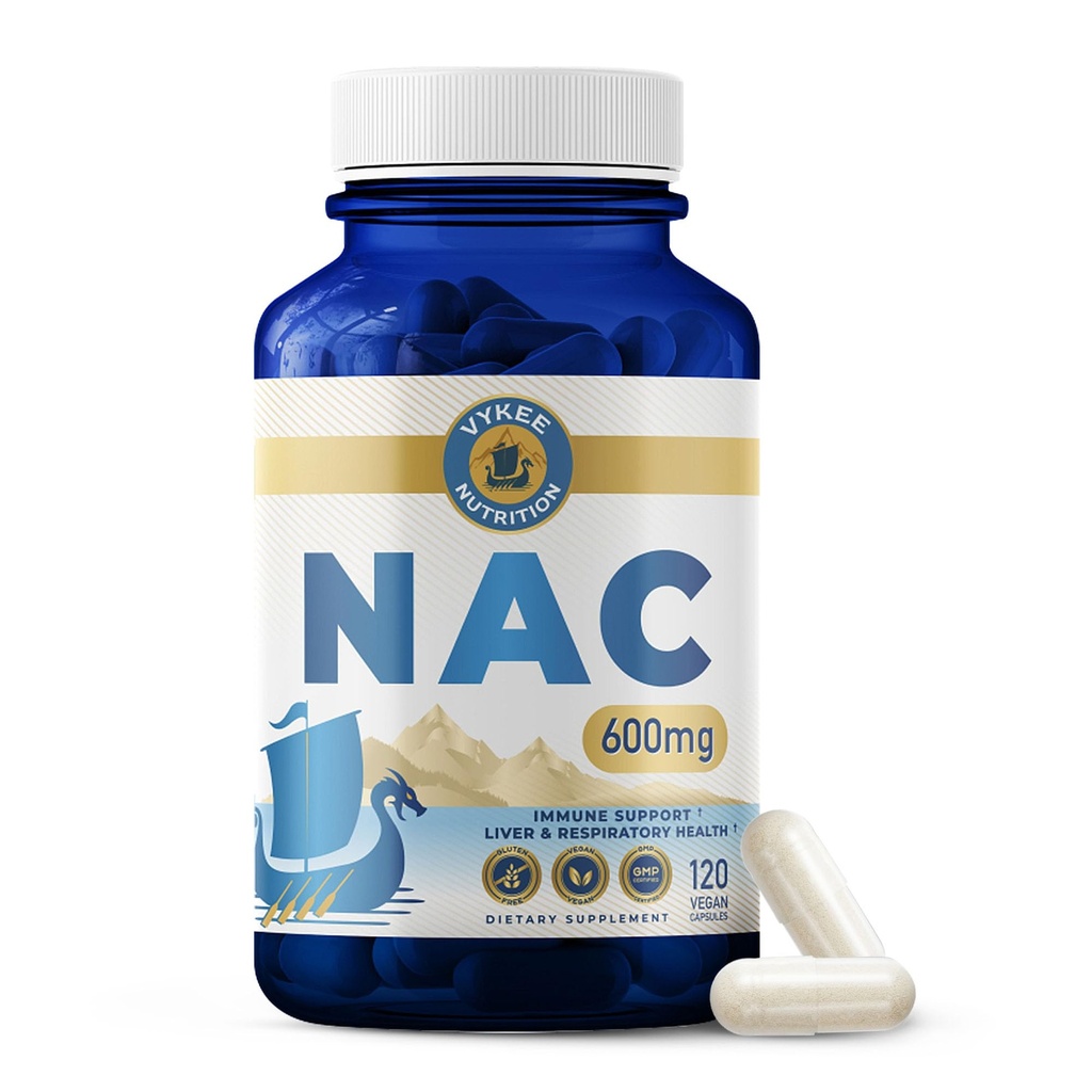 Vykee Nutrition NAC Capsules 600 mg N Acetyl L Cysteine - Daily NAC Supplement for Liver Health Support and Immune Balance - Vegan Non-GMO - 120 kapslar