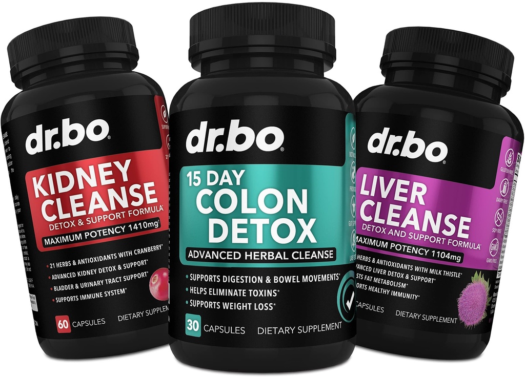 Colon, Kidney & Liver Cleanse Detox Support Supplement - 15 Day Intestinal Cleanse Pills & Probiotic för Bloating & Daily Constipation Relief - Hjälp Bladder Control, Urinary Tract & Gallbladder Health