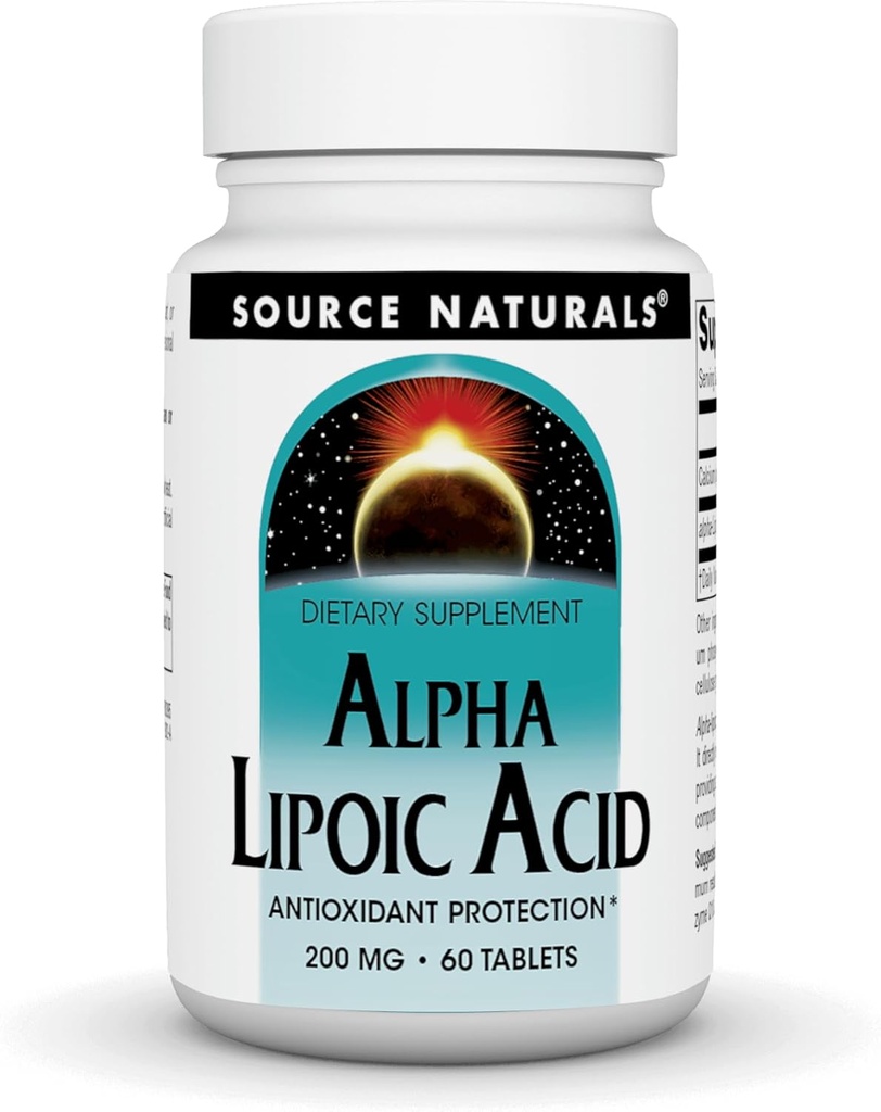 Källa Naturals Alpha Lipoic Acid 200 mg Stöder Hälsosam Sugar Metabolism, Liver Function & Energy Generation - 60 tabletter