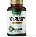 Byggd av natur Magnesium Glycinate 1000mg - Hög Absorption Magnesium Supplement - 100% chelated, Gentle on Stomach - Muscle, Heart, Bone & Relaxation Support - Non-GMO, Vegan - 120 kapslar