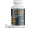 Bronson Vitamin D3 10 000 IE (250 MCG) för hälsosam muskelfunktion och immunstöd, icke-GMO, 180 tabletter