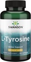 Swanson L-Tyrosine - Amino Acid Supplement främja Stress Support, kognitiv funktion och mental klarhet - hjälper till att stödja övergripande hjärnhälsa - (100 kapslar, 500 mg vardera)