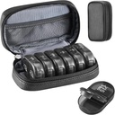 Serfeymi Weekly Travel Pill Organizer 2 gånger per dag AM PM Uppgraderad Black Pill Box 7 Dag med Portable Zipper PU Leather Pill Case, Medicine Organizer för piller, vitaminer, fiskoljor - Svart 01