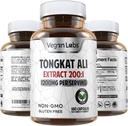 Vegan Labs Tongkat Ali 200:1 Extract, 1200MG Per Servings- 180 Vegan Capsules- Stöder Energi och Stamina-Gluten Free, Non-GMO Premium Kvalitetstillägg