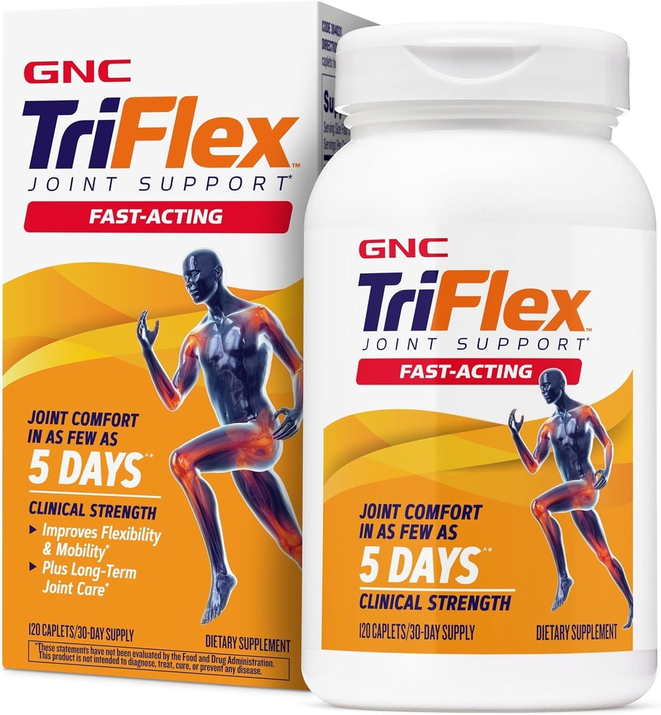 GNC TriFlex Fast-Acting 2.0, förbättrar gemensam komfort och styvhet, kliniska styrka doser av glukosamin/Chondroitin och Boswellia- Plus gurkmeja, 120 Caplets