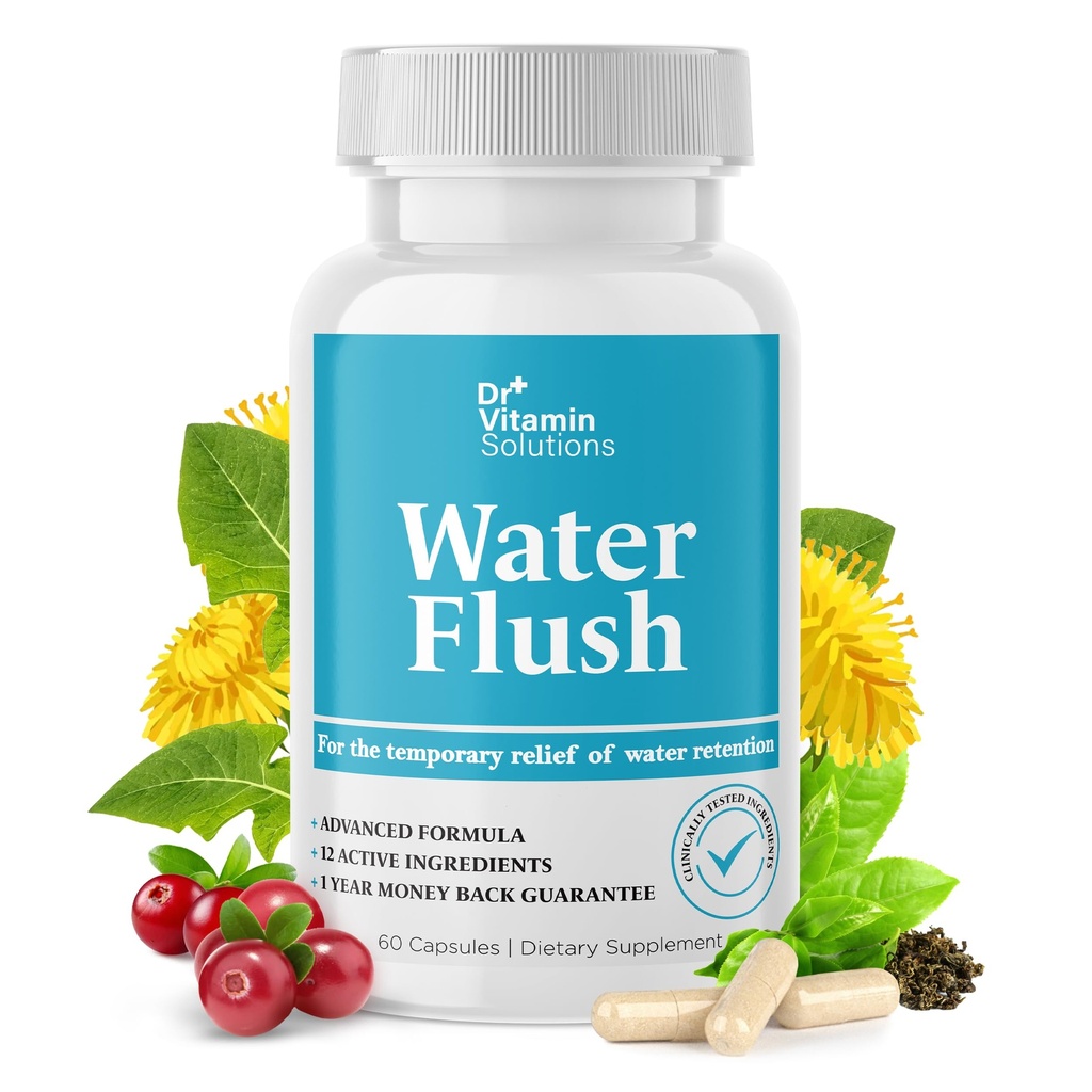 DR VITAMIN SOLUTIONS Diuretic Water Pills for Weight Control, 12 Active Ingredients (Green Tea, Cranberry & More), Instant Relief från Bloat & Swelling, Water Retention Pills for Women & Men - 60 Caps