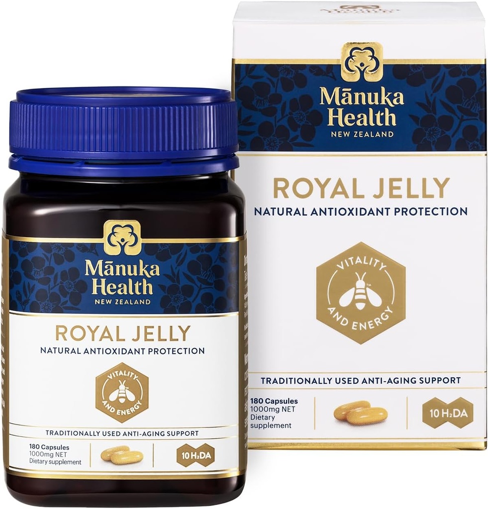 Manuka Health Royal Jelly Capsules, 1000mg NET - 180 greve (3-månaders leverans) - Traditionell antiåldersförsörjning från Nya Zeeland