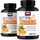 FORCE FACTOR Bättre gurkmeja 2-pack Joint Support Supplement med HydroCurc Turmeric Curcumin med Black Pepper, Clinical Strength Joint Support, 240 tabletter, White Packaging