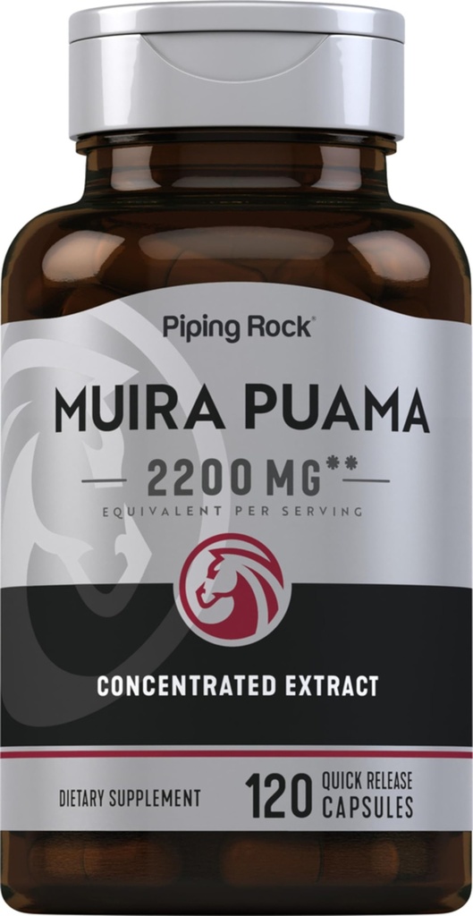 Piping Rock Muira Puama Root Extract 2200 mg | 120 kapslar | för Män & kvinnor | Non GMO, Gluten Free Supplement