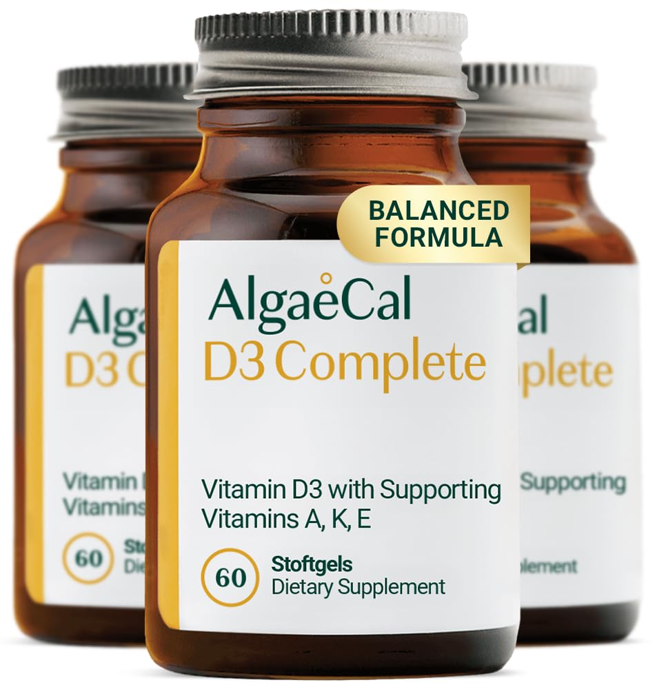 ALGAECAL 4-i-1 Vitamin D3 K2 Complete - ADK Vitamin Supplement, Förbättrad immunstöd & Benhälsa med D3 K2, A, & E - Hel Body Wellness & Bone Strength, 60 Easy-Swallow Softgels