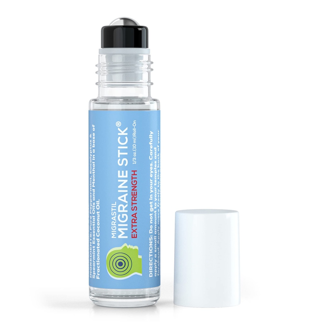 Grundläggande Vigor Migrastil Extra Strength Migraine Stick Advanced Formel, Strong Aromatherapy Roll On Inkluderar Menthol, Essential Oils, No Lavender, Made in USA.