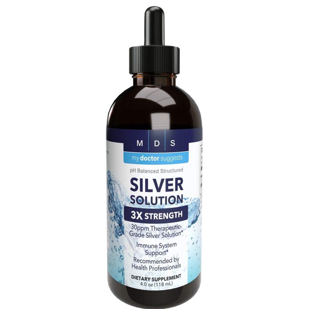 Alkalisk Strukturerad Silver Liquid 30ppm - Avancerad Immun Support Liquid Drops - Extra Strength Colloidal Silver Mineral Supplements - Tillverkad i USA (4 oz)