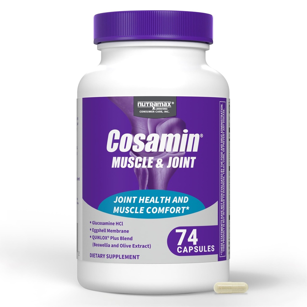 Nutramax Cosamin® Muscle & Joint, arbetar för att minska brosknedbrytning, skyddar gemensamma och minskar muskel ömhet, 74 kapslar