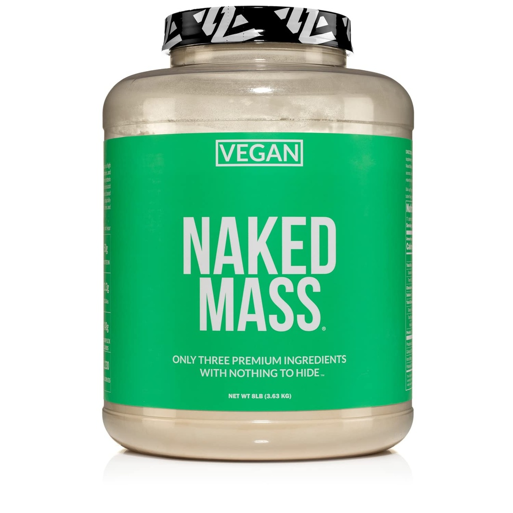 NAKED Vegan Mass - Natural Vegan Weight Gainer Protein Powder - 1 230 kalorier, icke-GMO, Soy & Gluten Free, inga artificiella ingredienser - 8LB Bulk - 11 portioner
