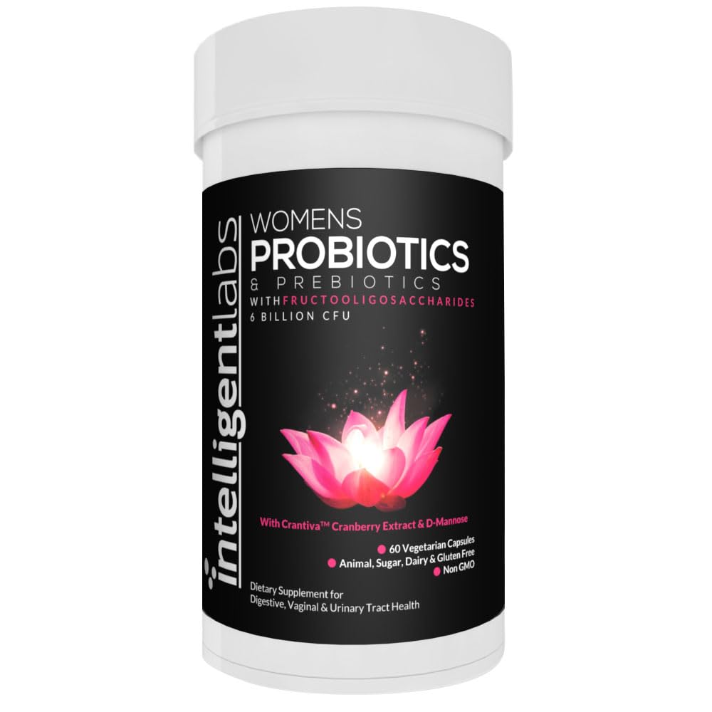 Intelligent Labs Women's Probiotics Formula med Cranberry Extract, D-Mannose och Prebiotics Allt i en, 6 miljarder CFU Probiotic, en kapsel en dag, 60-dagars leverans, tredjepartsverifierad för renhet