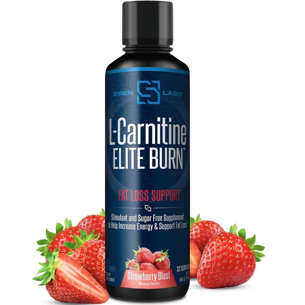 L-Carnitine Elite Burn Liquid Keto Fat Burner och Metabolism Activator - Fat Loss Support Keto Friendly Weight Loss Increase Energy - Stimulant Free - Strawberry Blast 3000mg (32 portioner)