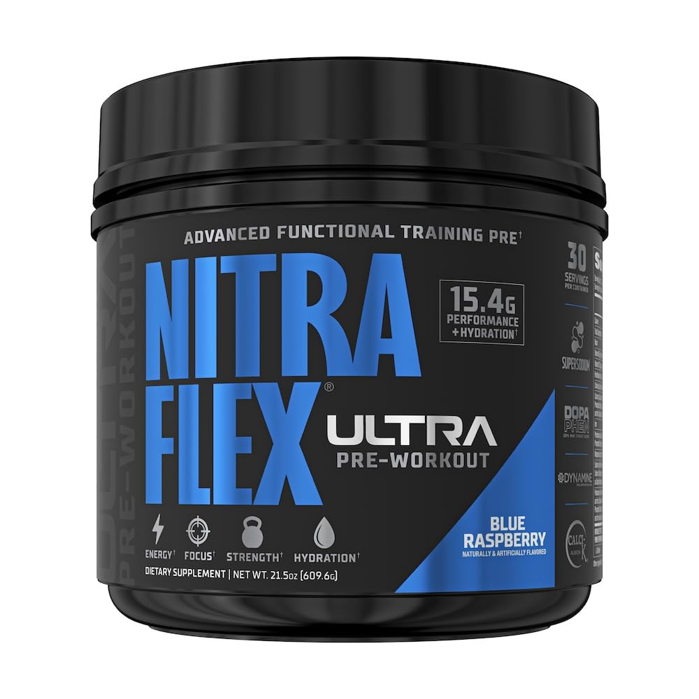 GAT SPORT Nitraflex Ultra Pre-Workout Supplement (30 portioner, blå hallon)