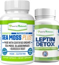 Power by Naturals: Organic Sea Moss och Leptin Detox Bundle - 60 Vegan Capsules Varje - Plant-Based, Gluten-Free Supplement för immunförbättring och naturlig rensning
