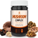 Mushroom Supplement Complex, Lions Mane, Reishi, Turkiet Tail, Chaga, Maitake, Agaricus, 6 hög styrka organisk svamp för energi, fokus, minne och immunsystemstöd