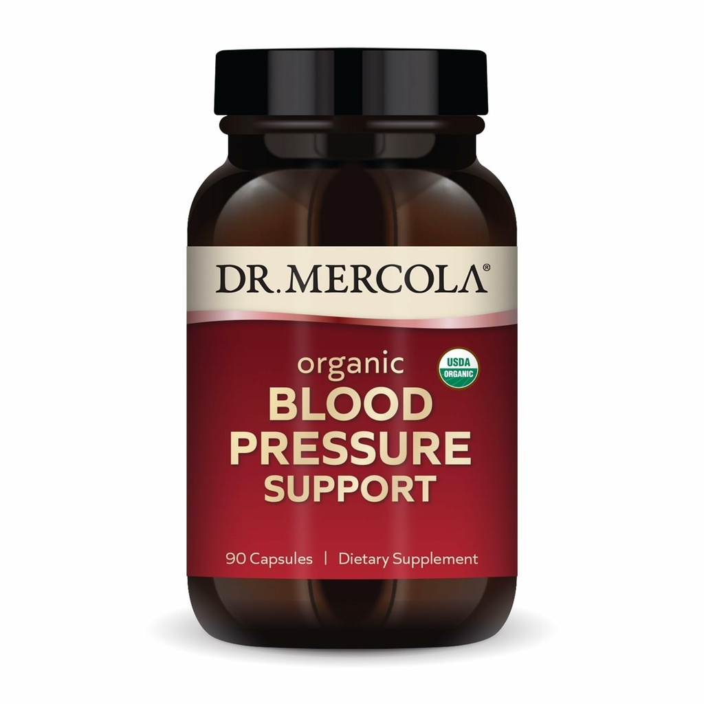 Dr Mercola Organic Blood Pressure Support - Stöder hälsosam cirkulation - High-Potency Grape Seed Extract - Non-GMO & Soy-Free - 90 kapslar (90 portioner)
