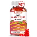 Triple Magnesium Komplex 900 mg, Magnesium Glycinate, Citrate, Malate med kalium, kalcium, vitamin B6 för lugn och sömn - Vegan, icke-GMO, Glutenfri - 60 Raspberry Gummies för vuxna