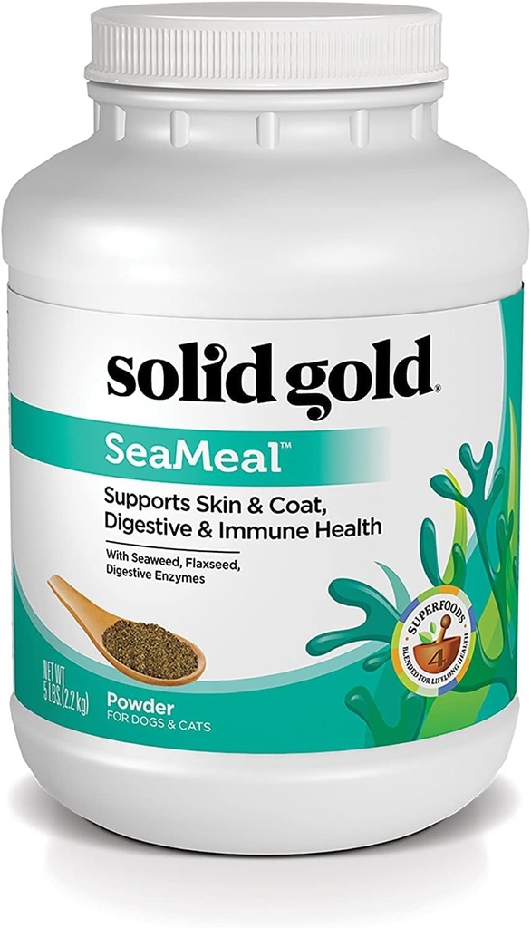 Solid Gold Cat & Dog Multivitaminpulver - Kelp Powder, Omega 3 & Vitaminer för Dental, Digestive, Immune, Skin & Coat Health - Multi Vitamin för hundar och katter - Cat & Dog Food Additive Supplement - 5lb