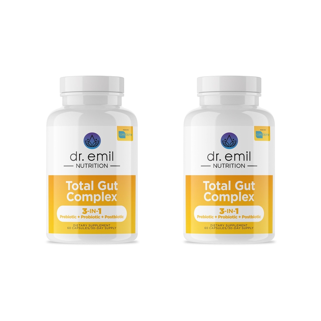 EMIL NUTRITION Total Gut Health Complex - Prebiotic + Probiotic + Postbiotic Gut Health Supplements för kvinnor och män - Probiotika för Digestive Health & Gut Health, 120 kapslar