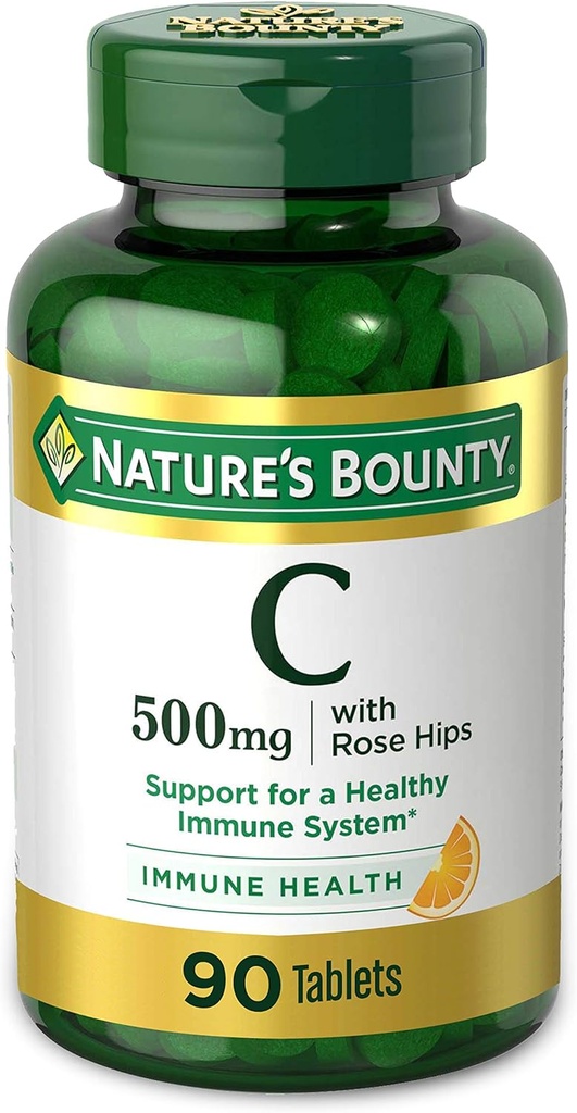 Naturens Bounty Vitamin C, Stöd för ett hälsosamt immunsystem, 500 mg Vitamin C med Rosehips, 90 Tabletter