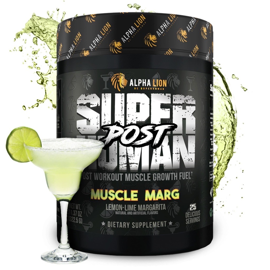 Alpha Lion Superhuman Post Workout Powder, Muscle Builder Drink, Kreatin Monohydrat + Mer för Lean Muscle Growth, Styrka & Volym, Supplement för kvinnor och män (25 portioner, Muscle Marg)